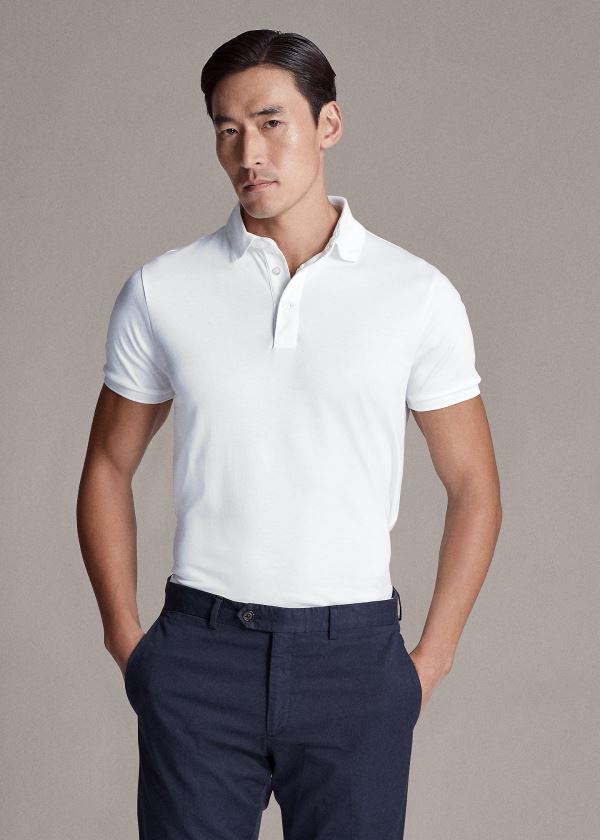 Polos Ralph Lauren Hombre Blancos - Custom Slim Fit Interlock - KGSVY5170